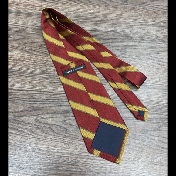 Harold Powell Rust, Gold & Green Stripe Tie - Picture 2 of 4